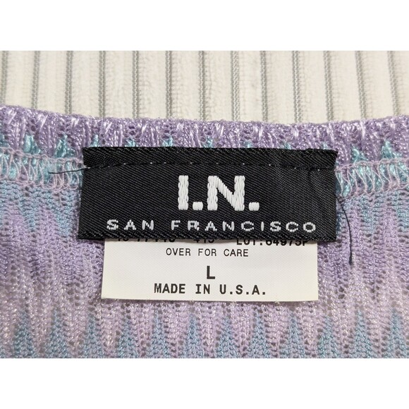 I.N. San Francisco Tank Top Womens L Purple Zig Zag Stripe Y2K Retro - Picture 5 of 8